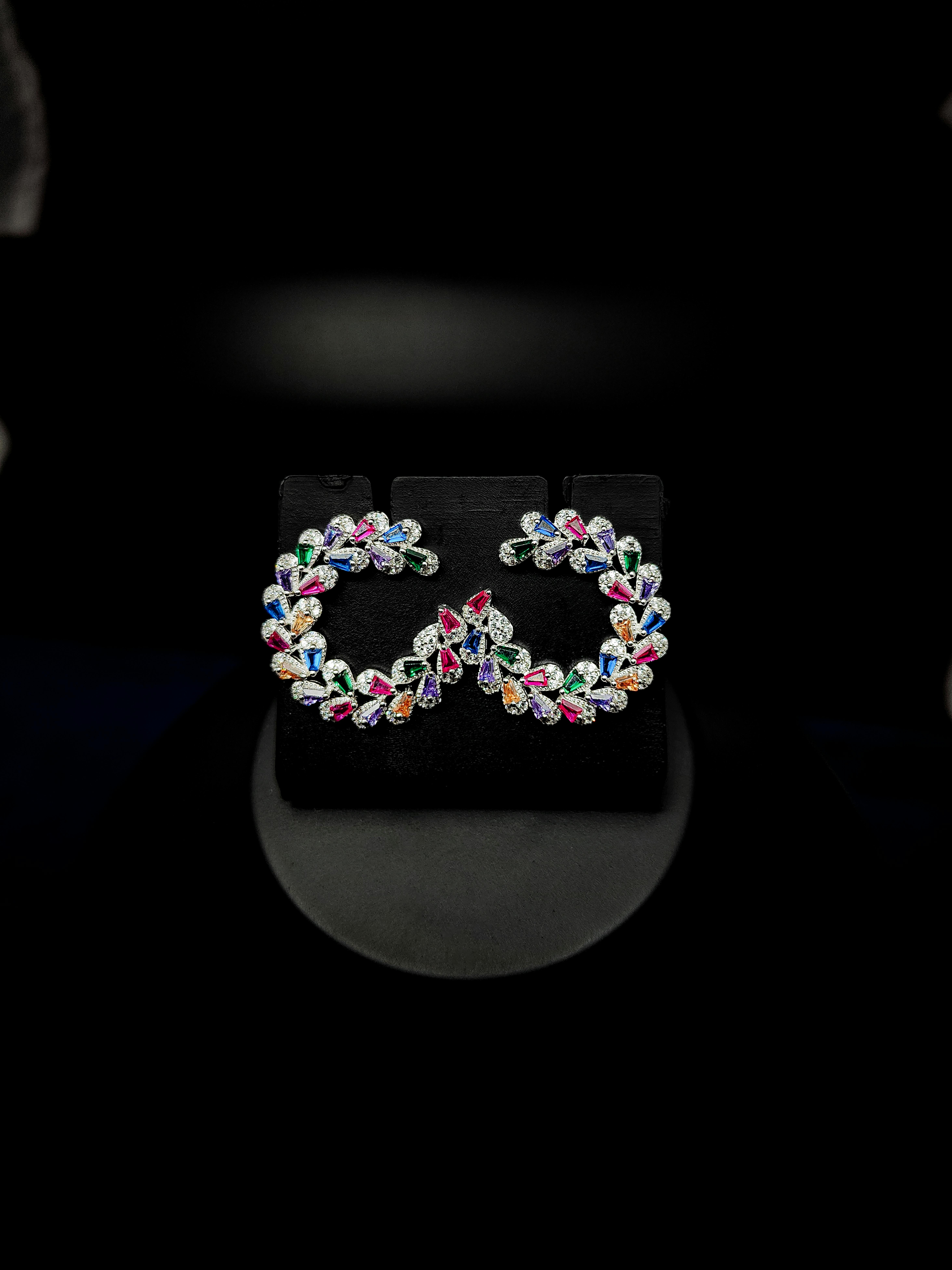 Colorful gemstone floral earrings